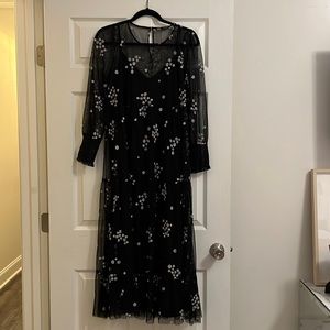 Sheer floral Zara black dress with slip included